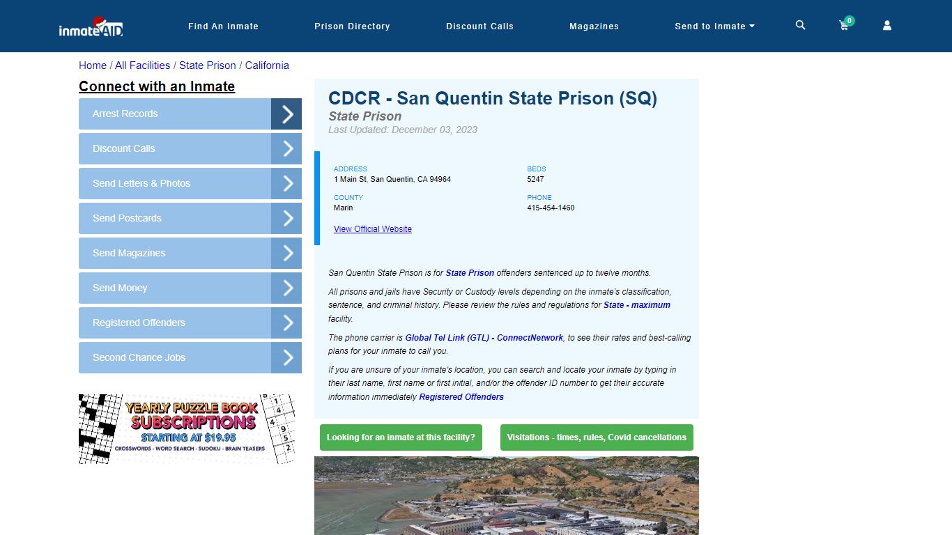 CDCR - San Quentin State Prison (SQ) - InmateAid