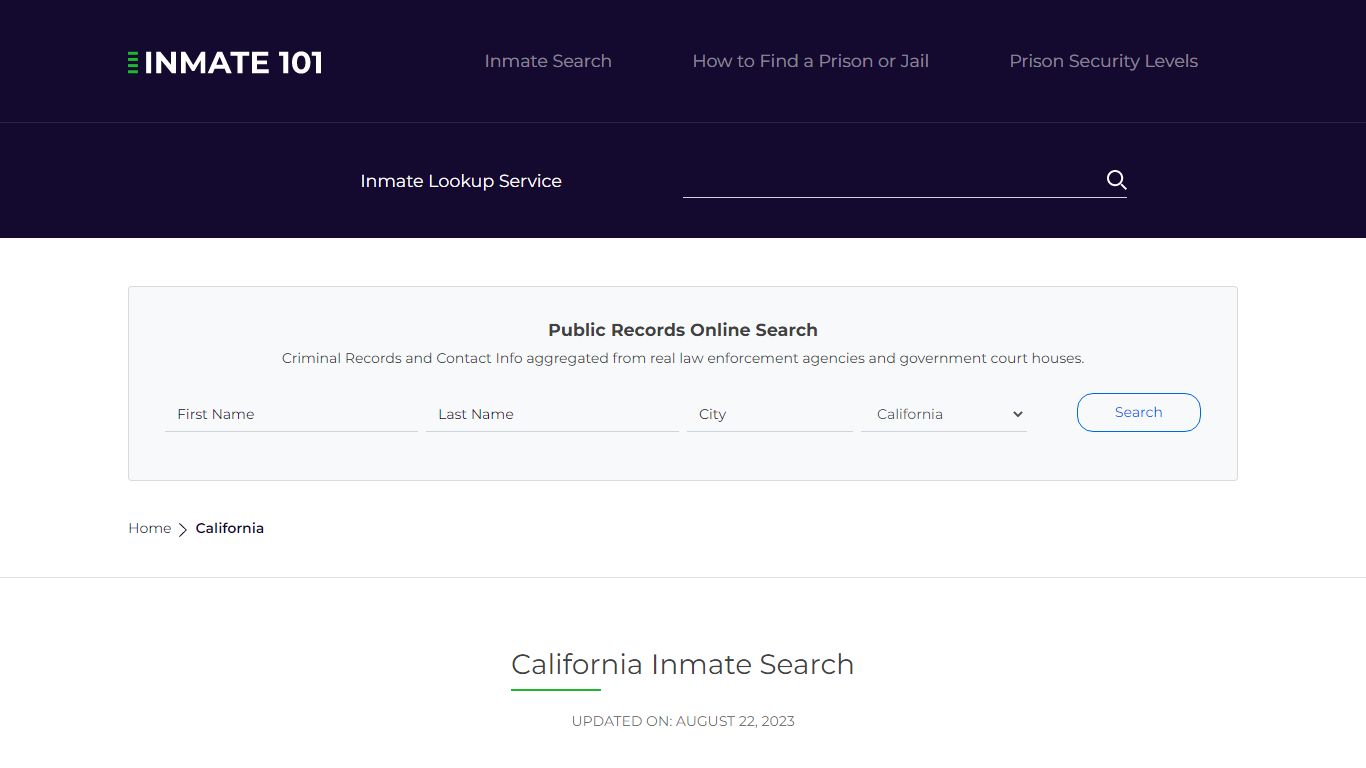 California Inmate Search – California Department of Corrections and ...