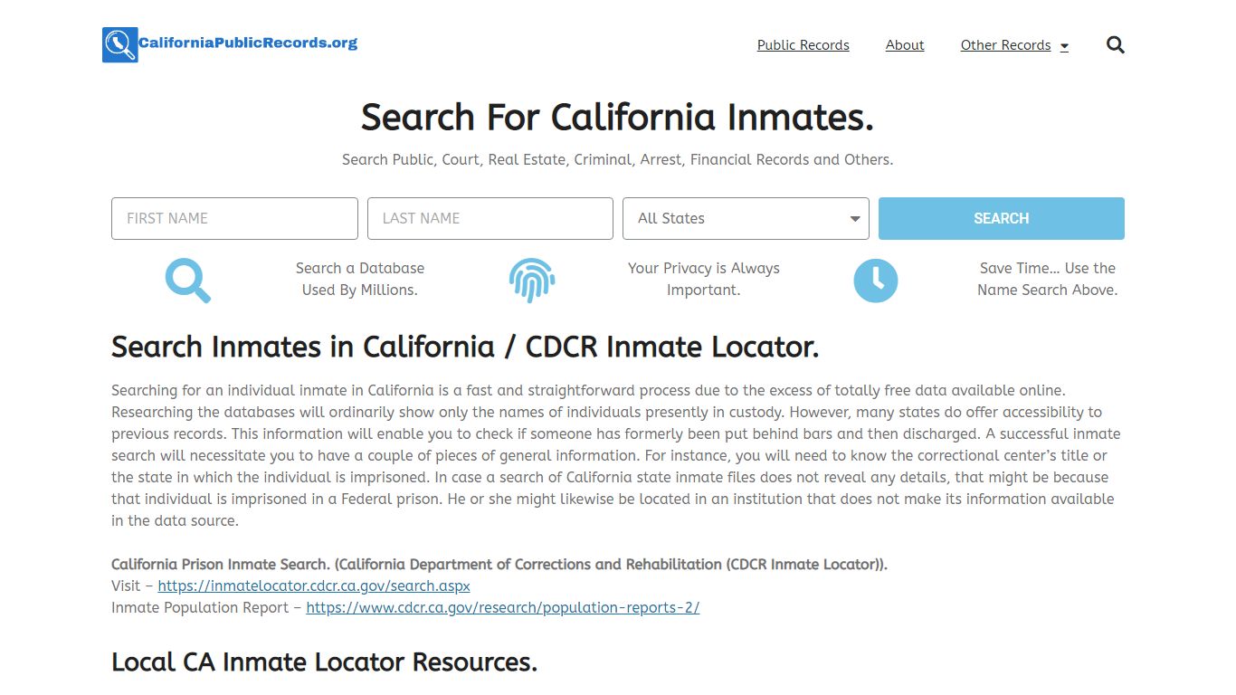 California Inmate Search and Prison CDCR / Jail Inmate Locator.